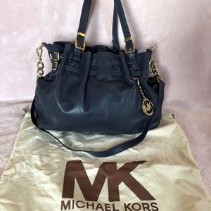 Michael Kors Large Navy Blue Soft Leather Satchel